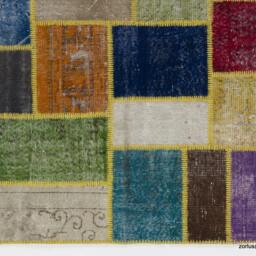Multicolor Handmade Turkish Patchwork Rug, Bright Colors - thumbnail 3