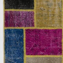 Multicolor Handmade Turkish Patchwork Rug, Bright Colors - thumbnail 4