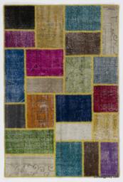 Multicolor Handmade Turkish Patchwork Rug, Bright Colors - thumbnail 1