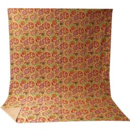 Handmade Kantha Quilt Bohemian Floral Queen Bedspread - thumbnail 3
