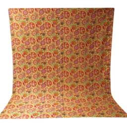 Handmade Kantha Quilt Bohemian Floral Queen Bedspread - thumbnail 2