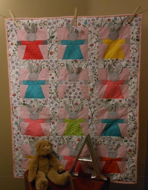 The Bunny Quilt Modern Baby Blanket, Ready To Ship - image 1