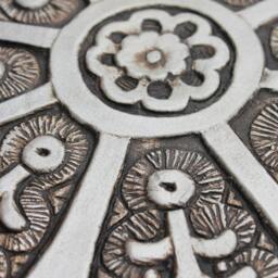 Wall Sculpture With Floral Cutout Design, Unique Ceramic Tile Mosaic, Collectible Pieces, Garden Decor, Suzani #3 30cm - thumbnail 2