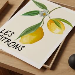 Lemon Print - Aesthetic Room Decor Minimalist Trendy Kitchen Prints Wall Art Dining Print Set - thumbnail 3