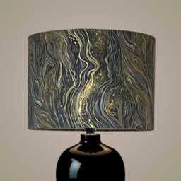Palazzo Liquid Marble Silver, Grey & Gold Drum Lampshade - thumbnail 2
