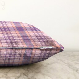 Purple Plaid Chenille Cushion Cover Tartan Pillow, Double Sided - thumbnail 3