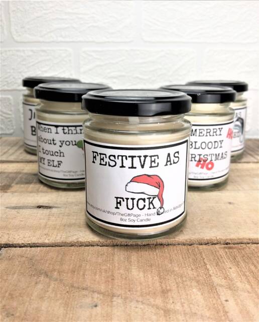 Rude Festive Soy Wax Candle - Christmas Novelty Gift - image 1