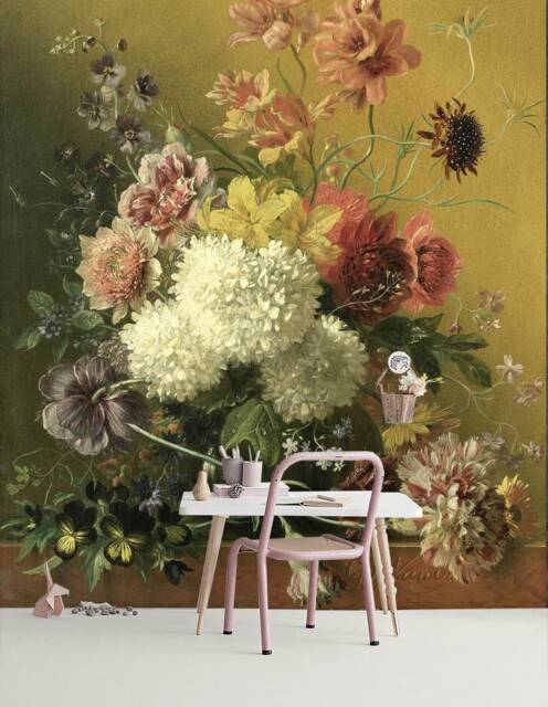 Moody Floral Wall Mural, Dark Green Flower Wallpaper, Peel & Stick, Custom Size Art, Living Room Bedroom Decor - image 1
