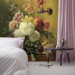 Moody Floral Wall Mural, Dark Green Flower Wallpaper, Peel & Stick, Custom Size Art, Living Room Bedroom Decor - thumbnail 3