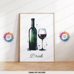 Kitchen Dining Print - Set Of 3 Prints - Green Watercolor Posters Food & Drink Wall Art Home Decor Pictures For Room - thumbnail 3