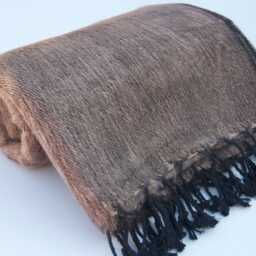 Brown Yak Wool Throw Blanket Hand-Loomed Shawl Wrap Meditation Travel Scarf - thumbnail 3