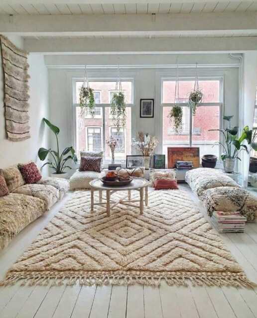White Moroccan Rug, Hand Tufted Berber Shag Rug Large Area Minimalist Dotted Wool Decor - image 1