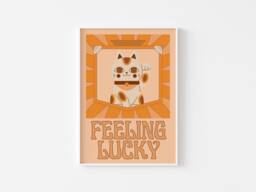 Fortune Cat Print Retro 70S Japanese Art Deco - Satin Lustre - thumbnail 1