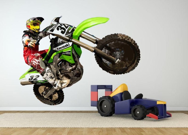 Dirt Bike Wall Decal Motocross Graphic, Motorcycle Decor - 28x38 Inches Mc646 - image 1