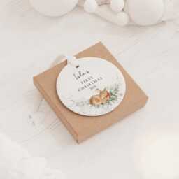 Personalised Baby's First Christmas Decoration - Keepsake Bauble Gift Ceramic Ornament 1st Deer - thumbnail 2