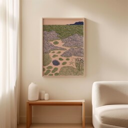 Coastal Rock Pools Poster, Seaside Landscape Print, Ocean Wall Art - thumbnail 3
