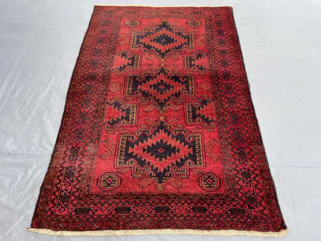 3x4 Khal Mohammedi Bukhara Afghan Handmade Rug, Bokhara Red Turkmen Oriental Geometric Livingroom, D??cor Office Area Rug - image 1