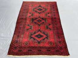 3x4 Khal Mohammedi Bukhara Afghan Handmade Rug, Bokhara Red Turkmen Oriental Geometric Livingroom, D??cor Office Area Rug - thumbnail 1