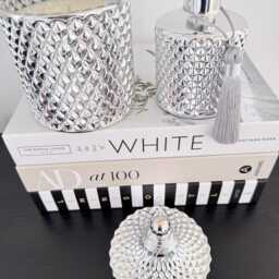 Luxury Silver Bohemian Geometric Fragranced Soy Candle 450 Grams, & Coordinating Flower Diffuser, 200 Ml Diffuser. Birthday Gift - thumbnail 3
