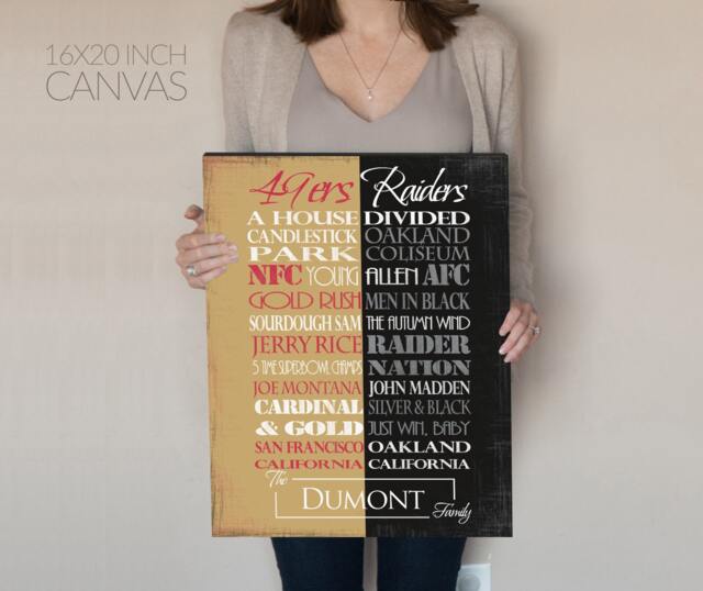 San Francisco 49Ers/Oakland Raiders House Divided Print Or Canvas. Basement Bar. Decor. Gift For Husband. Fan - image 1