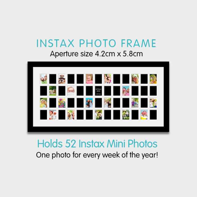 Instax Mini Photo Frame - 52 Apertures, Black Wooden Collage - image 1