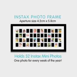 Instax Mini Photo Frame - 52 Apertures, Black Wooden Collage - thumbnail 1