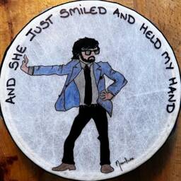 Hand Drawn Jarvis Cocker On A Tambourine With Handwritten Lyrics To Common People - thumbnail 3