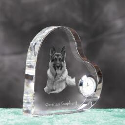 German Shepherd - Crystal Clock in The Shape Of A Heart With Image Pure-Bred Dog - thumbnail 3
