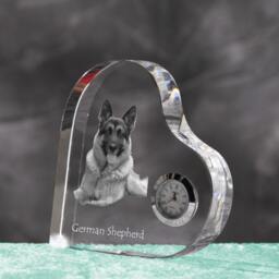 German Shepherd - Crystal Clock in The Shape Of A Heart With Image Pure-Bred Dog - thumbnail 2
