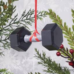 Dumbbell Christmas Ornament Weightlifting Gift, Custom Text - thumbnail 3