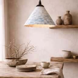 Kitchen Island Pendant Lighting Blue Ceramic Handmade Modern Hanging Light Wabi Sabi Lamp Scandinavian Home - thumbnail 4