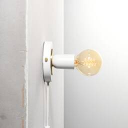 Black Plug in Wall Sconce Light With Gold Disc - Flush Mount Lamp Fixture Mid Century Industrial Modern Edison Bulb Lighting Luna - thumbnail 4