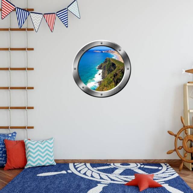 Fake Window 3D Ocean View Wall Decal Sea Porthole Peel & Stick Decor Vwaq Sp33 - image 1