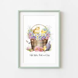Easter Chicks Floral Art Print, Spring Seasonal Illustration - Unframed - thumbnail 2