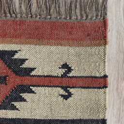 Bespoke Wool Jute Flatweave Kilim Rug - Tribal Diamond Pattern Carpet For Living Room & Bedroom - thumbnail 2