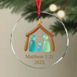 Nativity Christmas Ceramic Ornament, Family 3D Sea Glass The Greatest Gift Of All Christian