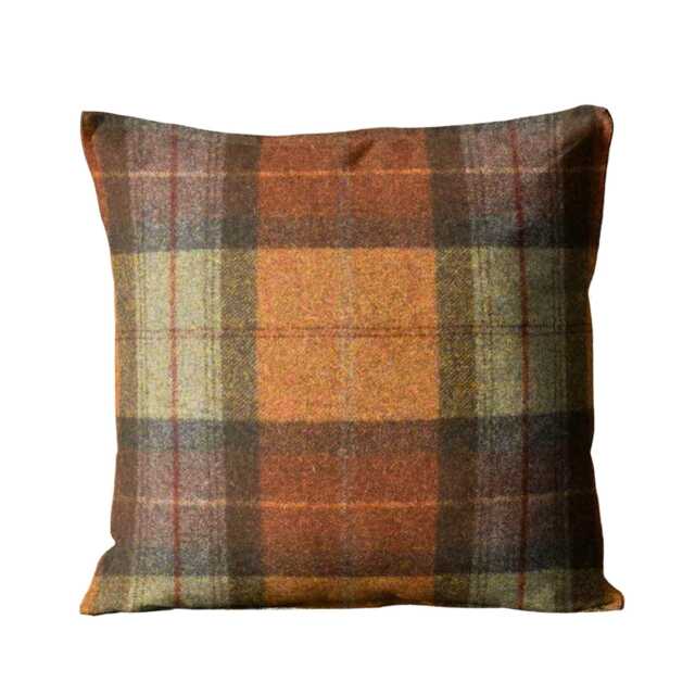 Abraham Moon, Skye, Burnt Orange, 100% Wool Plaid, Checked Tartan Cushion Cover - image 1