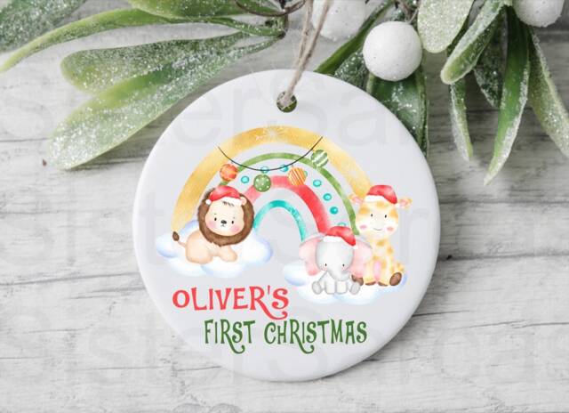 Baby Girls Boys 1st Personalised Christmas Bauble Gift Present Baby's First Keepsake Tree Xmas Daughter Son Nephew Niece
