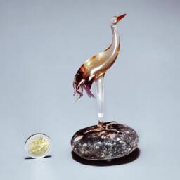 Rose Gold Heron Glass Figurine - Beige Lampwork Bird Statue Nature Lover Gift - thumbnail 2