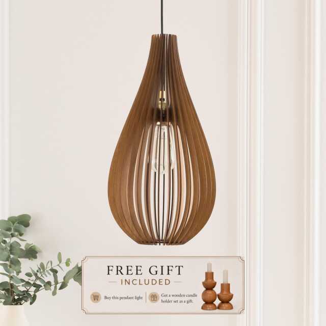 Wooden Light Fixture, Wood Pendant Lamp, Ceiling Light, Mid Century Modern, Kitchen Island Lighting, Scandinavian Design, Natural - image 1