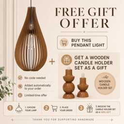 Wooden Light Fixture, Wood Pendant Lamp, Ceiling Light, Mid Century Modern, Kitchen Island Lighting, Scandinavian Design, Natural - thumbnail 2