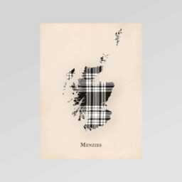 Clan Menzies Scottish Tartan Map - Of Scotland Family Wall Decor, Ready To Hang - thumbnail 2