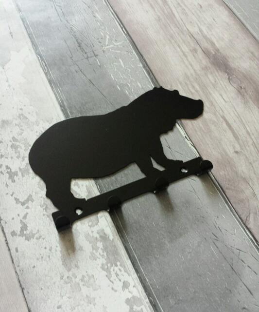 Hippo Silhouette Key Hook Rack - Safari Metal Wall Art African Animal - image 1