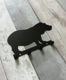 Hippo Silhouette Key Hook Rack - Safari Metal Wall Art African Animal