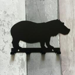 Hippo Silhouette Key Hook Rack - Safari Metal Wall Art African Animal - thumbnail 2