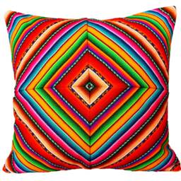 16x16 Peruvian Outdoor Cushion Cover - Throw Pillow, Peruvian Ethnic Cushion, Boho Decor, Embroidered Geometric Bohemian Decor - thumbnail 3