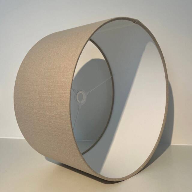 stone Grey Linen Drum Lampshade/ Ceiling Shade, With A White Lining - image 1