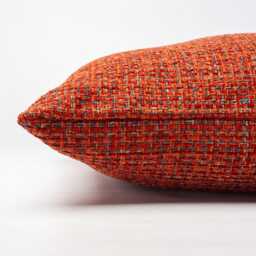 Rustic Basketweave Extra-Large Cushion Cover in Burnt Orange. Textured Woven Design With Contrast Threads. 23X23 - thumbnail 2