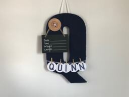 Letter Q/Hospital Door Hanger For Boy Nursery Decor Newborn Door Hanger Room Decor - thumbnail 1