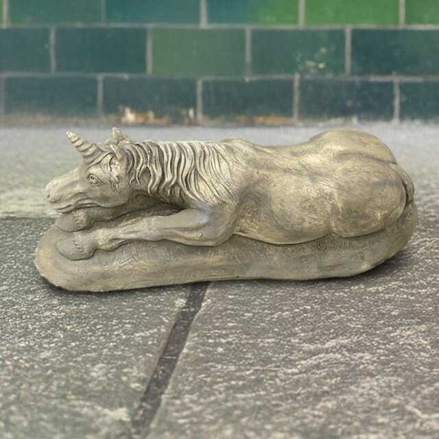 Resting Concrete Unicorn Statue Stone Horse Figurine Outdoor Garden Animal Sculpture Cement Ornament Handmade Decor Lover Gift - image 1